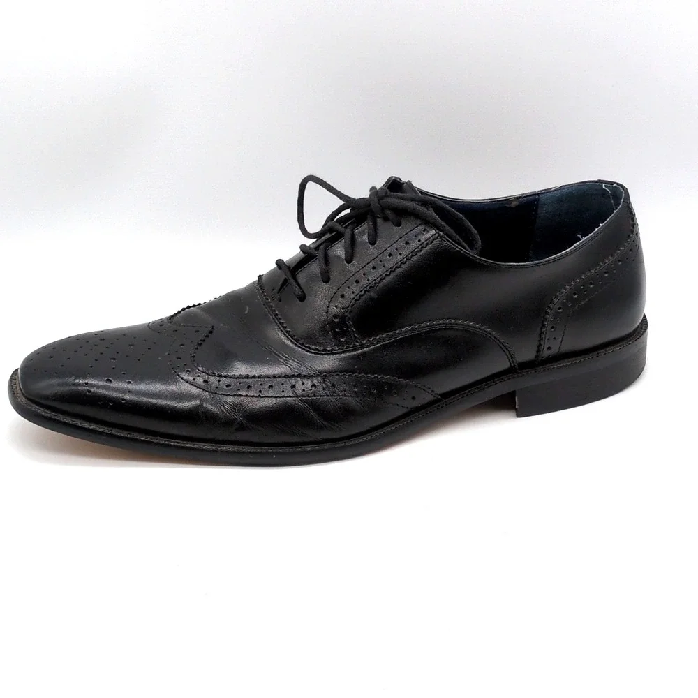 Steve Madden Oxfords Mens P-Loftt‎ Black 12 Leather Dress Shoes Wingtips